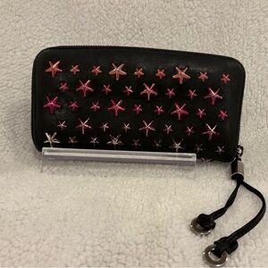 Star-Embellished Black and Pink Women's Clutch